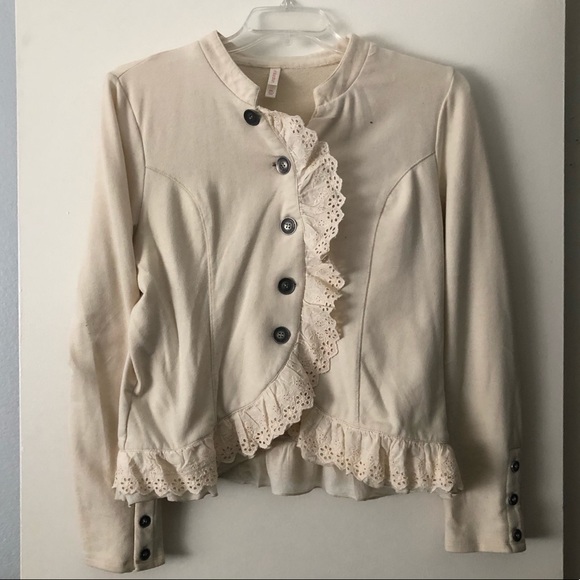 Xhilaration Jackets & Blazers - Xhilaration Cream Blazer w/Lace Ruffles [Size XXL]